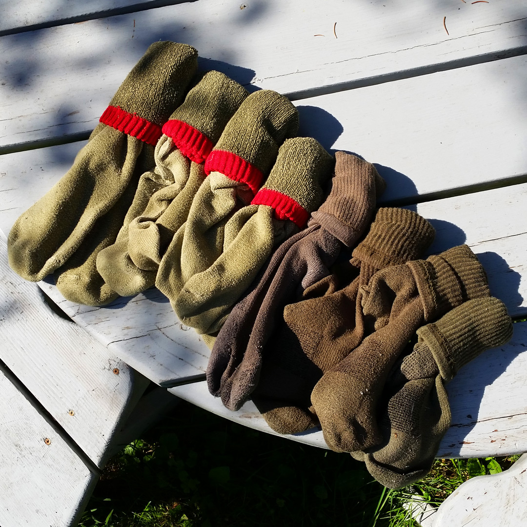 Boy Scout uniform socks ready to be packed away for camp