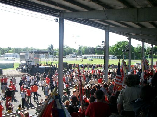 Dozens of troops gathering together at a camporee